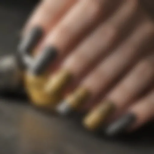 A close-up of pencil-themed nail polish showcasing intricate designs and vibrant colors.