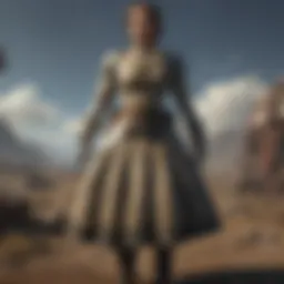 Detailed view of the pioneer skirt showcasing its intricate design and material texture.