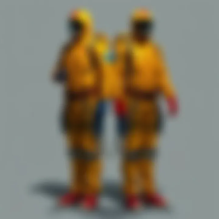 Scenario in which hazmat suits are used in a hazardous environment.