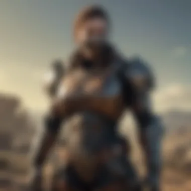 Post-apocalyptic character equipped with leather chest armor in a desolate landscape