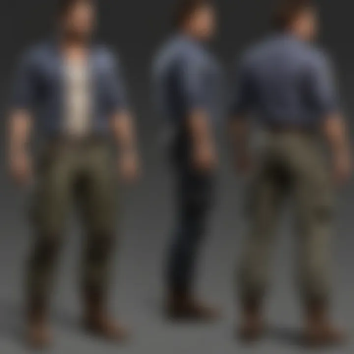 A side-by-side comparison of casual and professional outfits featuring cargo pants and various shirts.