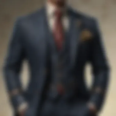 Close-up of intricate pinstripes on a tailored suit