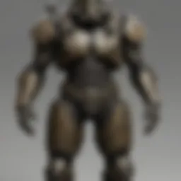 Detailed view of a combat armor set from Fallout 4