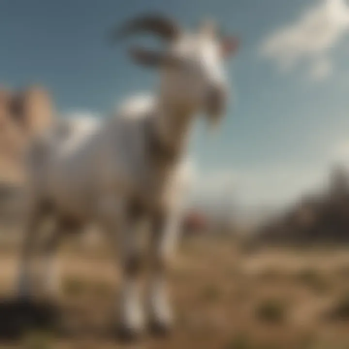 Goats grazing peacefully in a picturesque countryside landscape