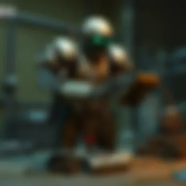 Character Engaged in Robot Repair Fallout character repairing a robot