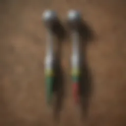 A close-up view of a spring loaded golf tee demonstrating its innovative design and mechanics.