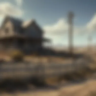 Echoes of a Bygone Era in Fallout An abandoned house with a picket fence, representing the remnants of a bygone era.