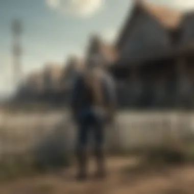 Contrasting Normalcy Amidst Chaos A vibrant picket fence standing against a backdrop of chaos in a Fallout world.