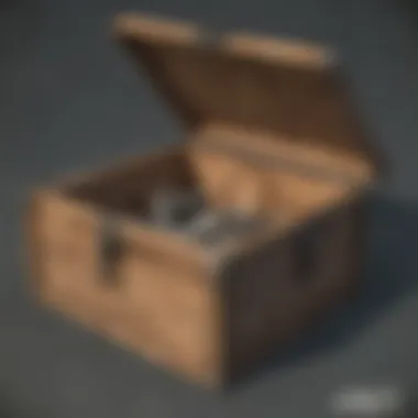 Visualization of a completed wooden box alongside its blueprint