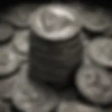 Stack of antique silver coins