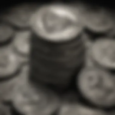 Stack of antique silver coins