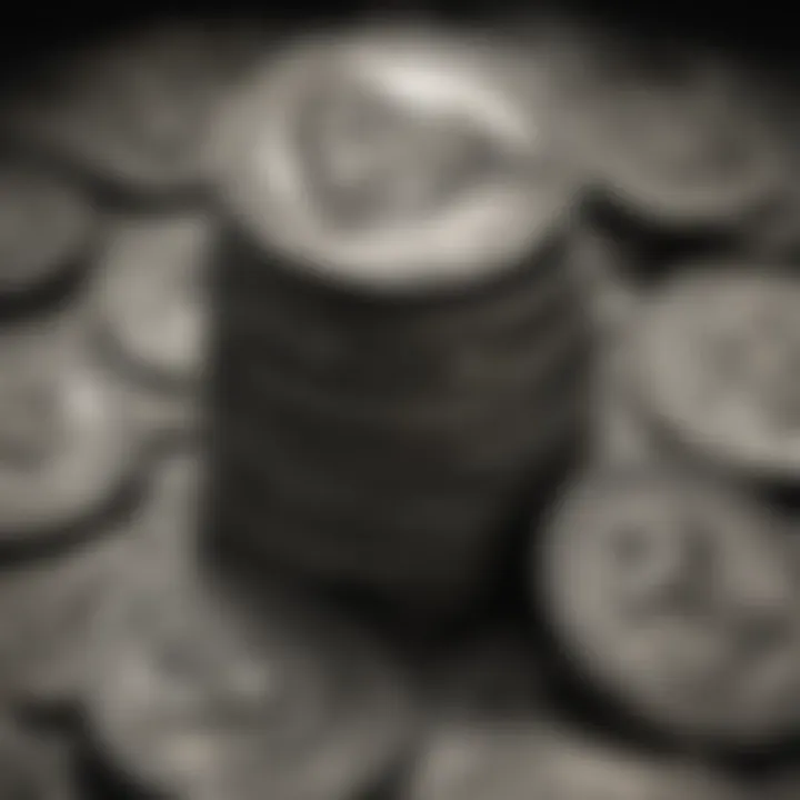 Stack of antique silver coins