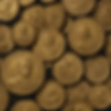 Diverse selection of gold coins displayed elegantly