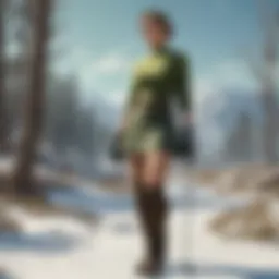 Elegant woman wearing a winter golf skirt on the green