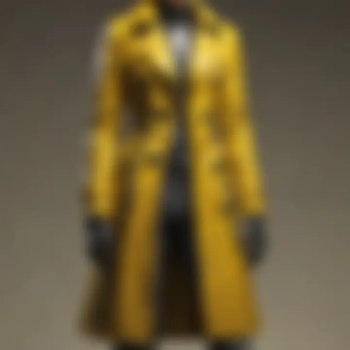 Yellow Trench Coat Styled with Bold Geometric Patterns